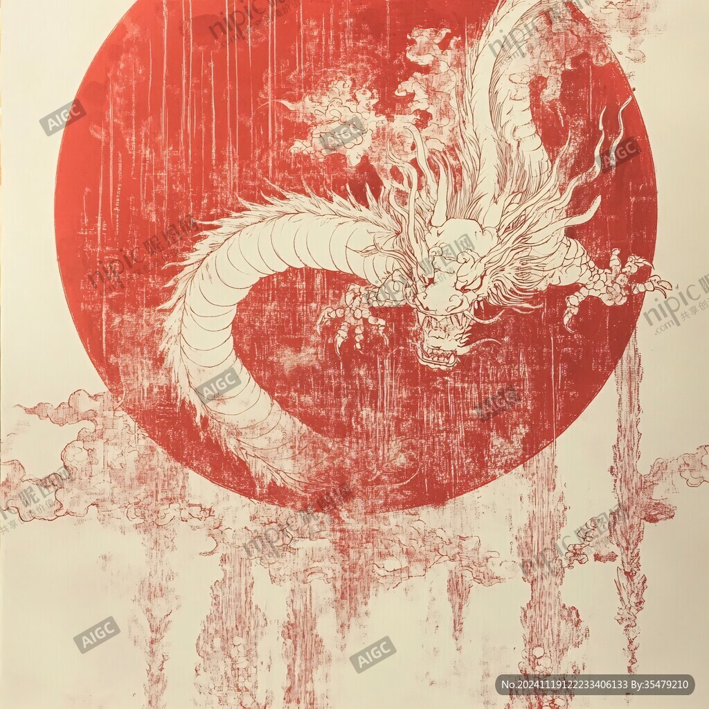 艺术手工绘制龙图