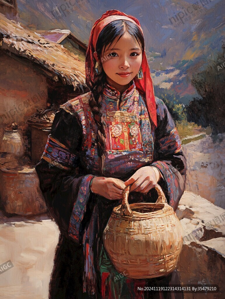 村姑形象绘画