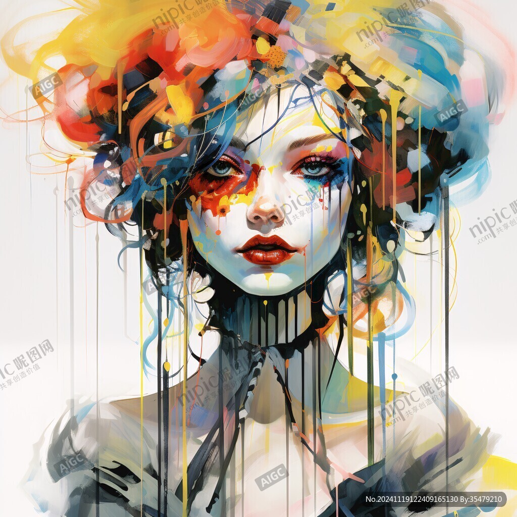 扭曲人像插画