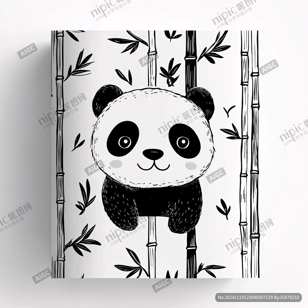 卡通手绘熊猫封面图案