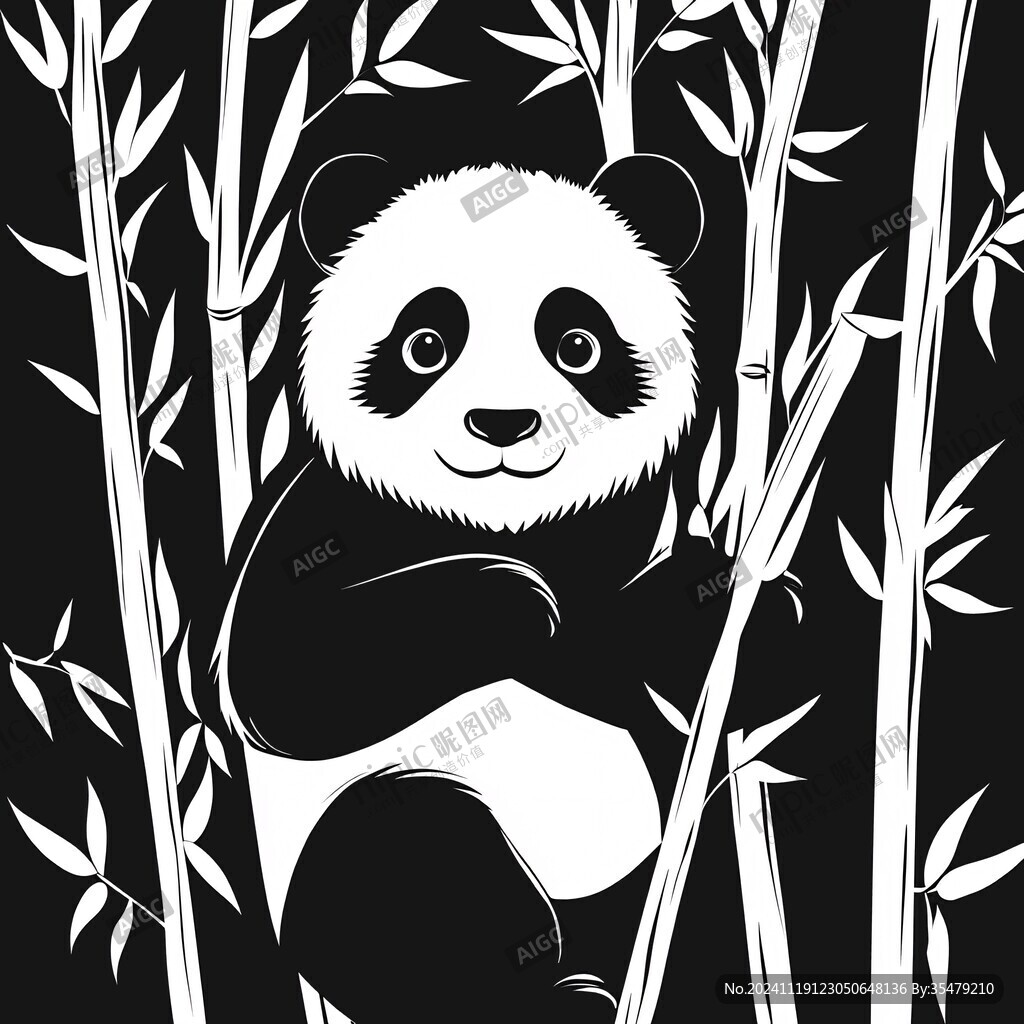 原创熊猫插画图案