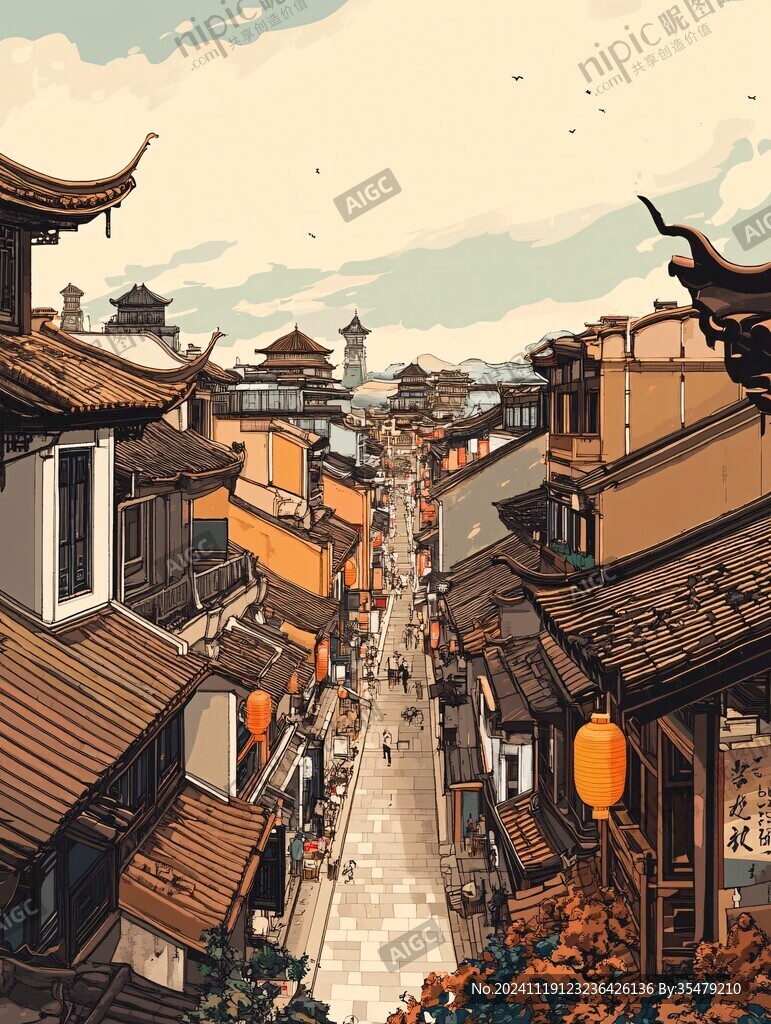 北宋古城插画