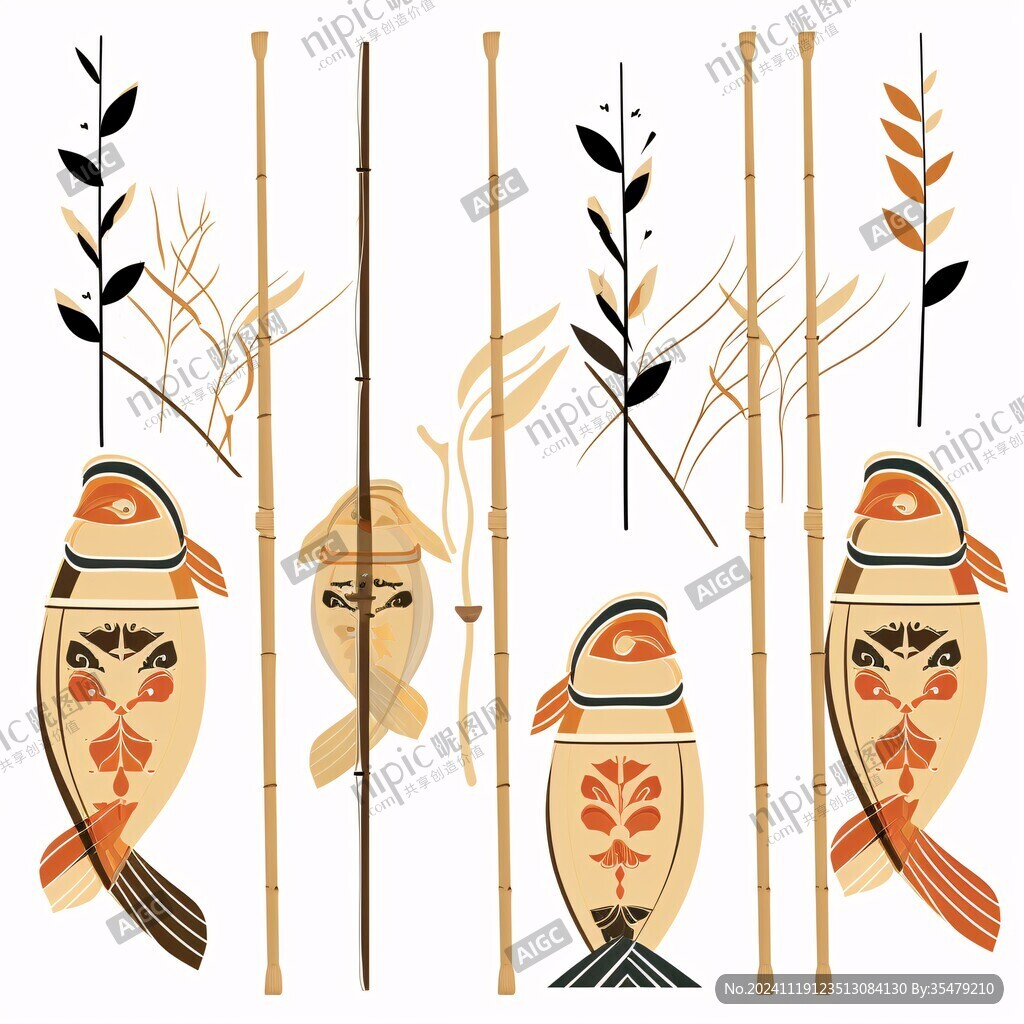 竹林飞鸟插画