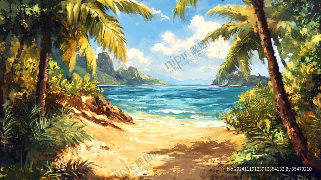 海滩风景画