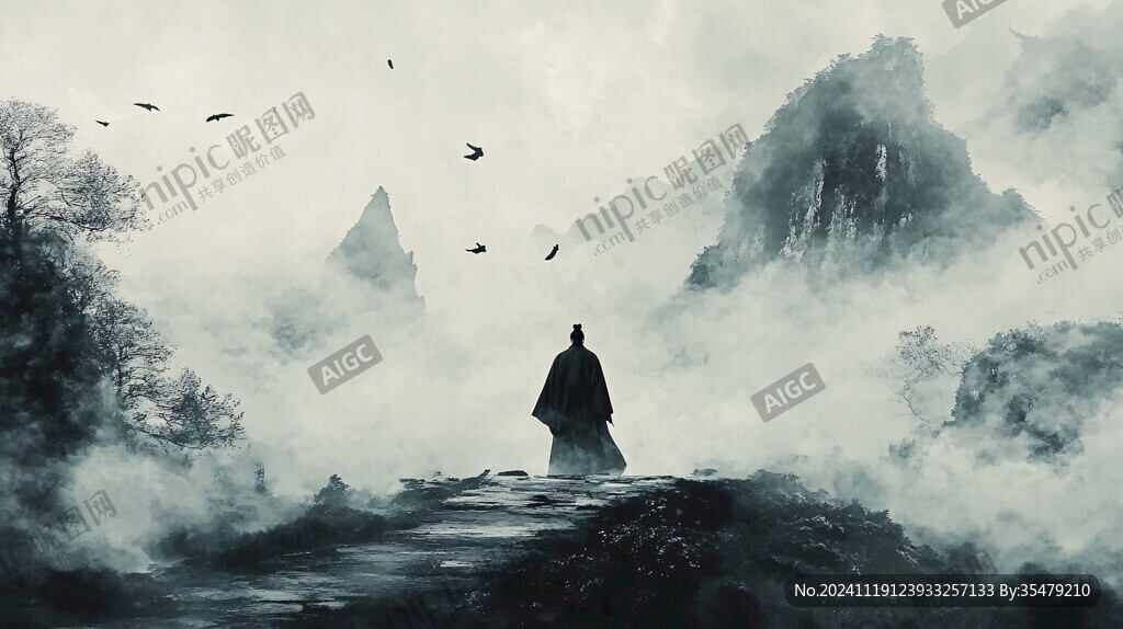 古风人像水墨山水