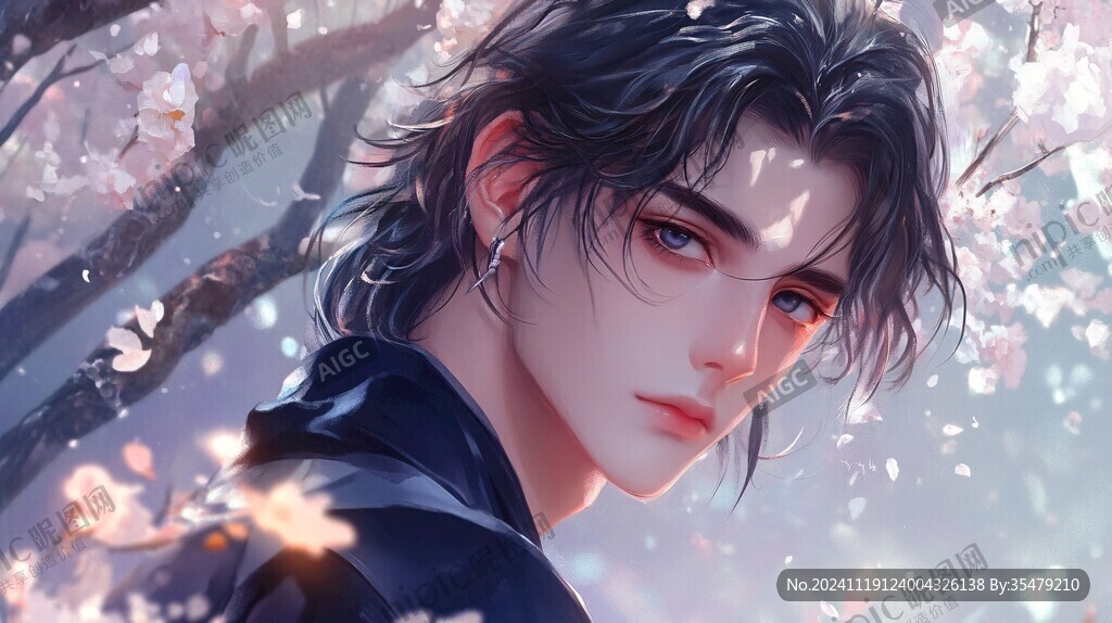 唯美男生插画