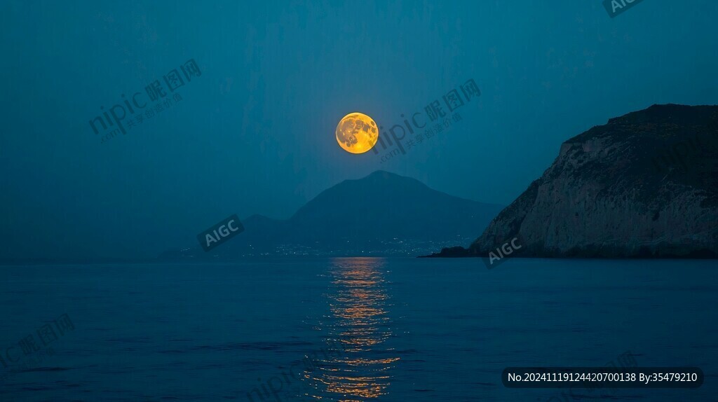 大海大地月光自然