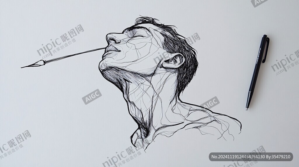 简约粗狂线条人物插画