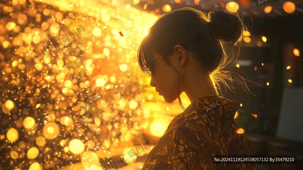 黄昏下的少女