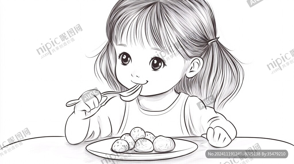 吃饭线稿