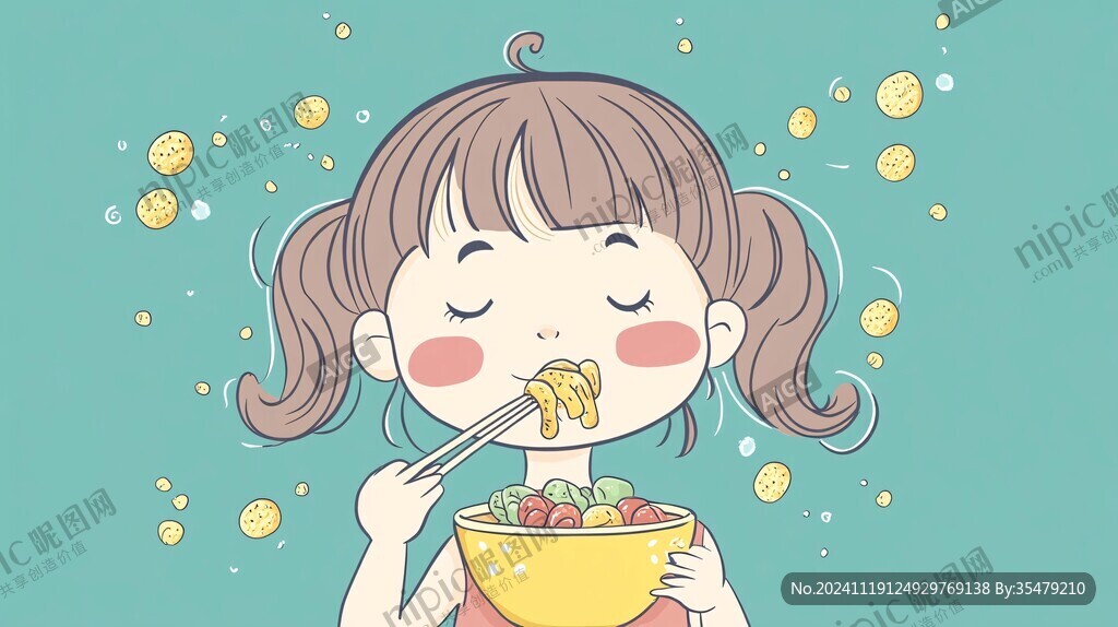 吃东西卡通女孩