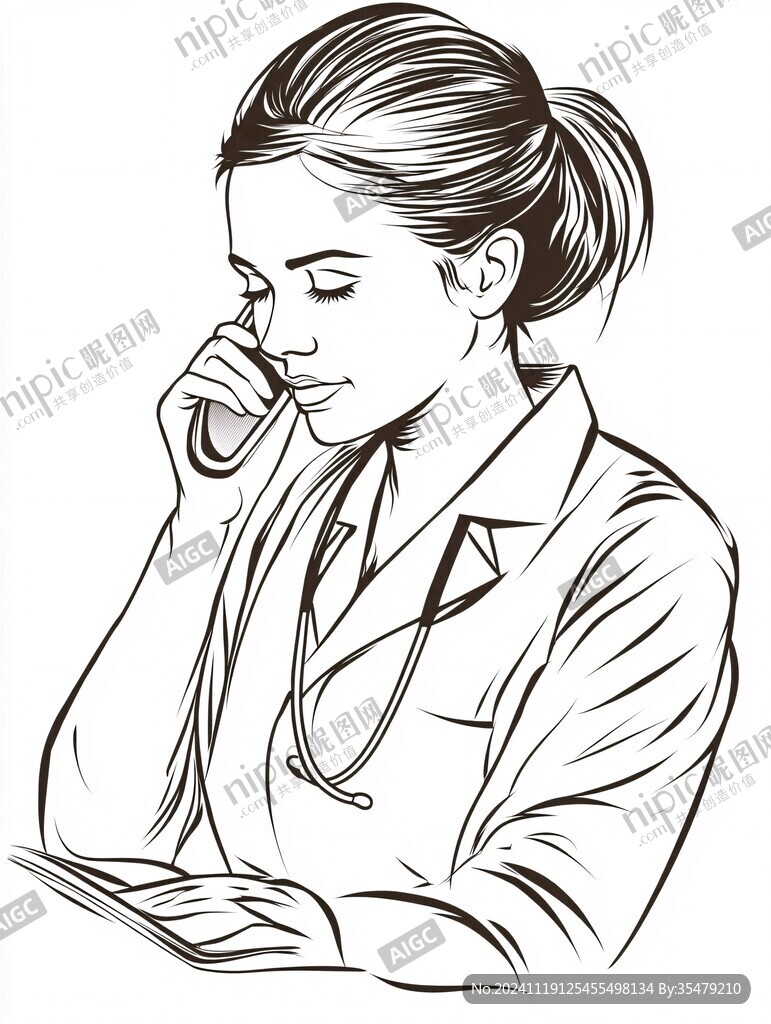 手绘女医生