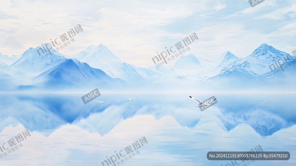 蓝色梦幻山水风情