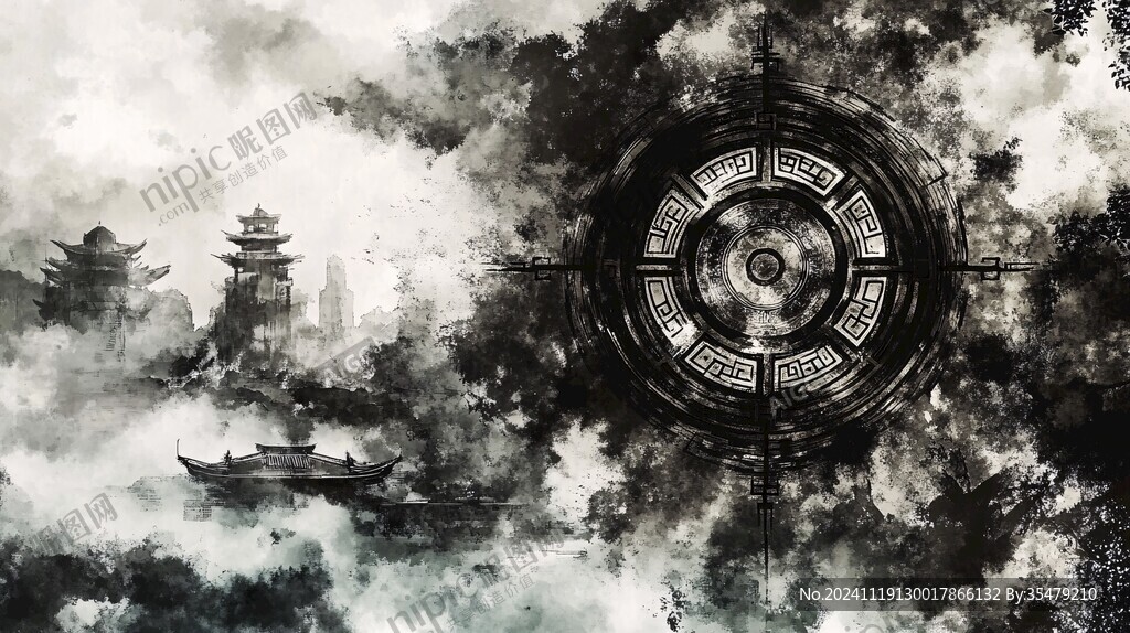 天界晓钟风景插画