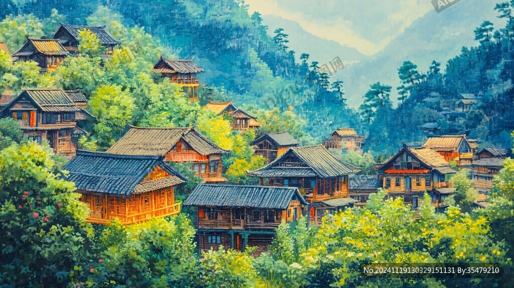 侗寨插画