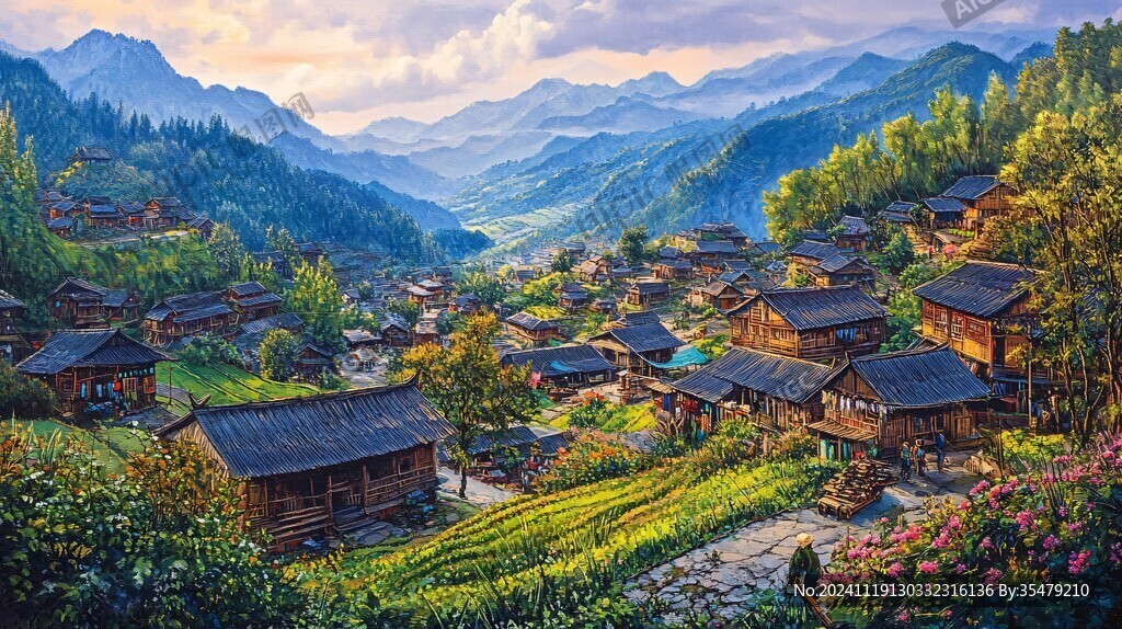 苗族村寨全景图