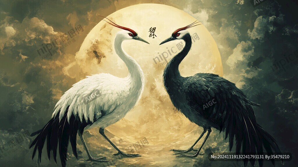 鹤舞九天插画