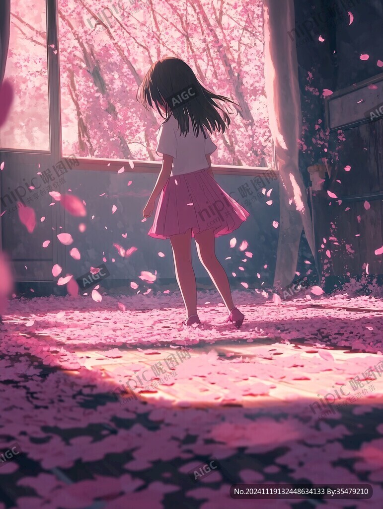 樱花树下的少女