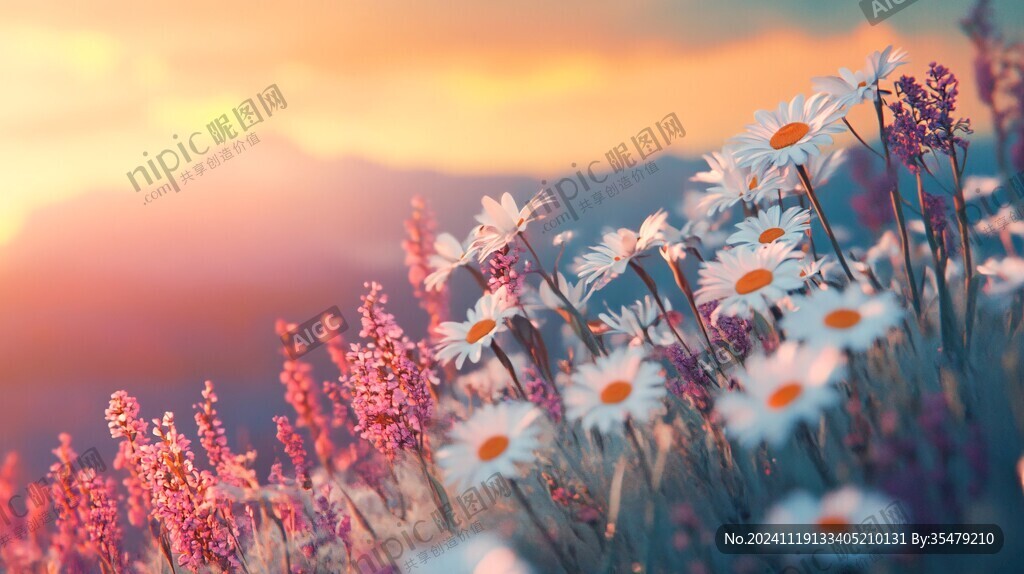 唯美夕阳花海