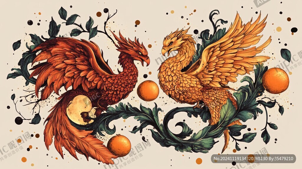 凤凰球插画
