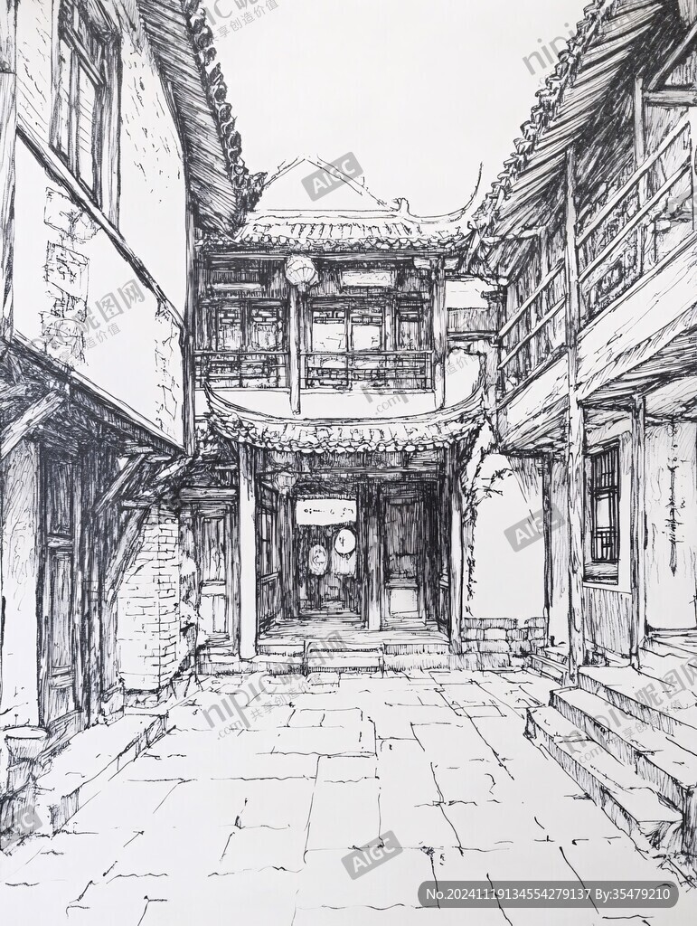 手绘束河古镇