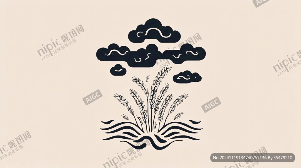 卡通稻穗标志