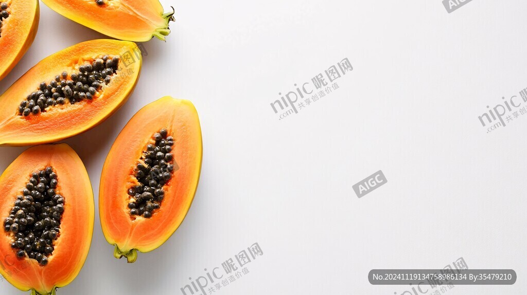 高清木瓜白色背景水果