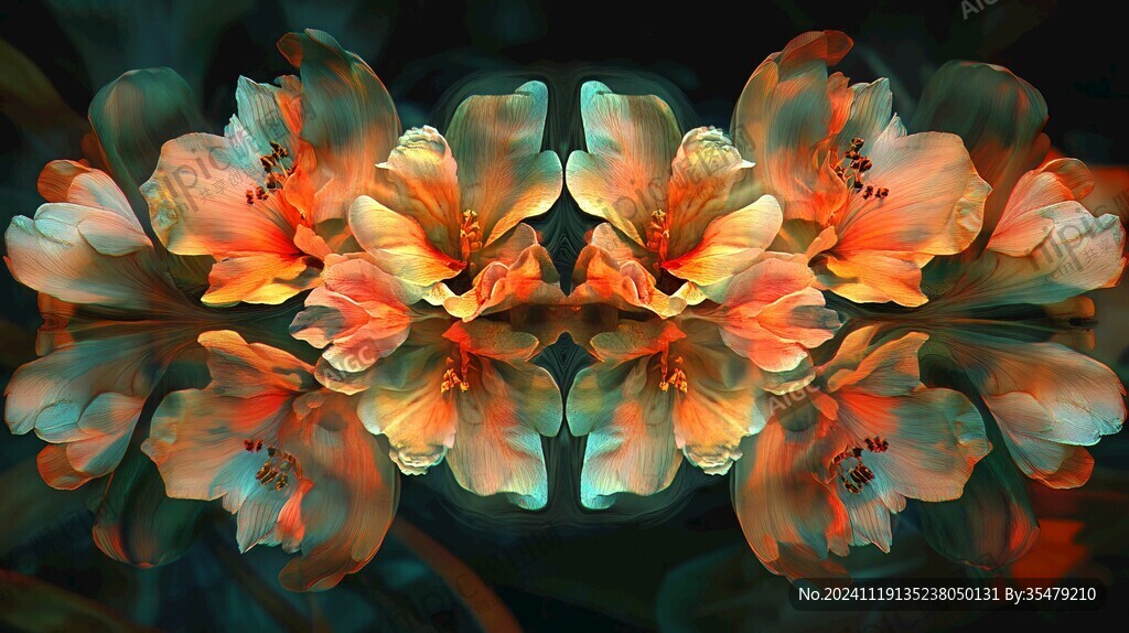 花卉花朵倒影效果