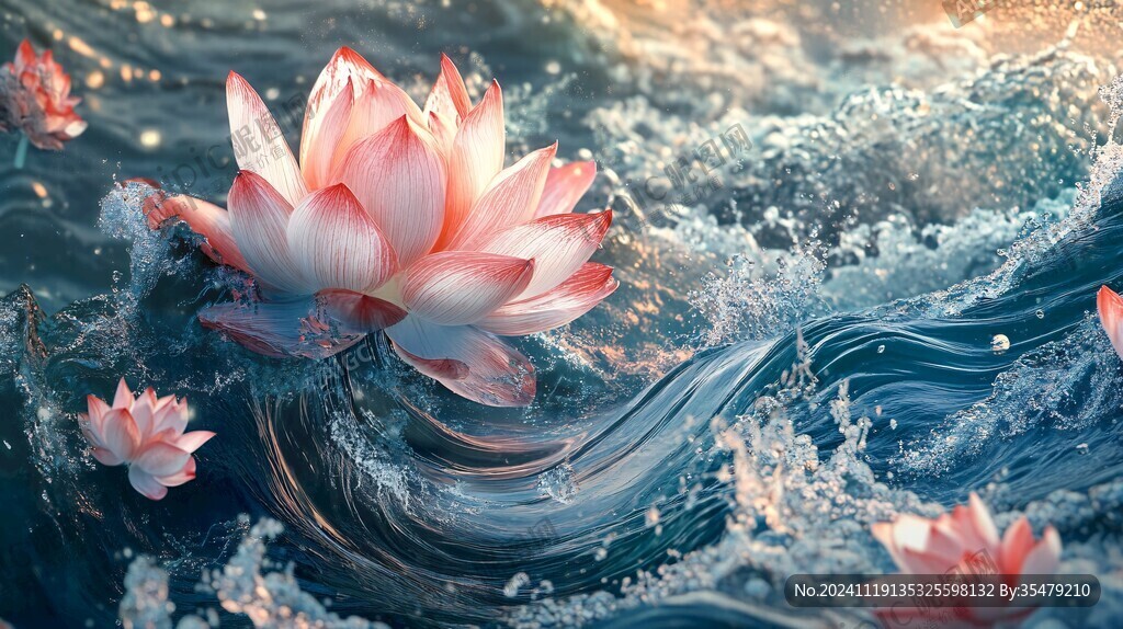 荷花海浪背景