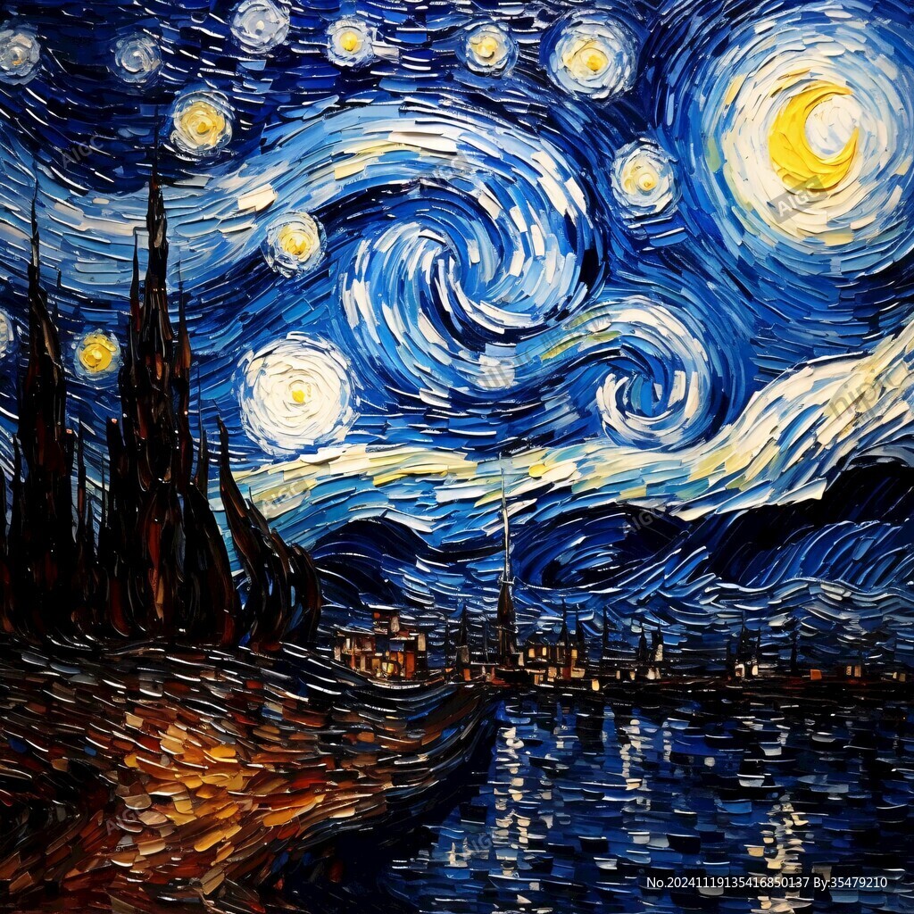 夜景油画