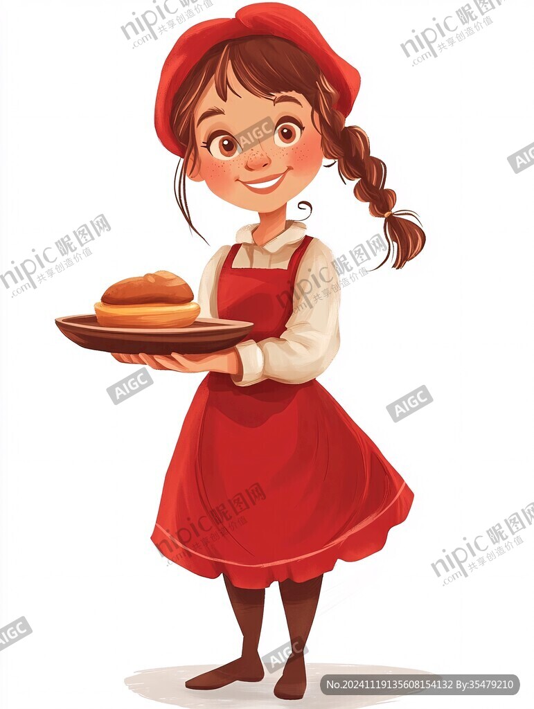 卡通端饭女孩