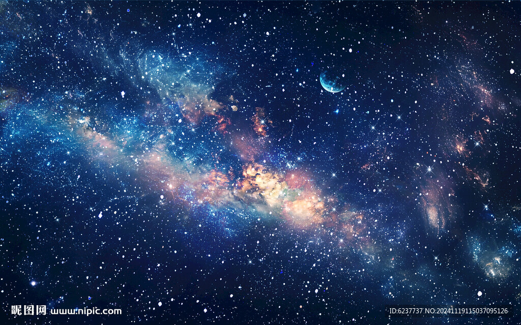蓝色宇宙星空吊顶背景墙
