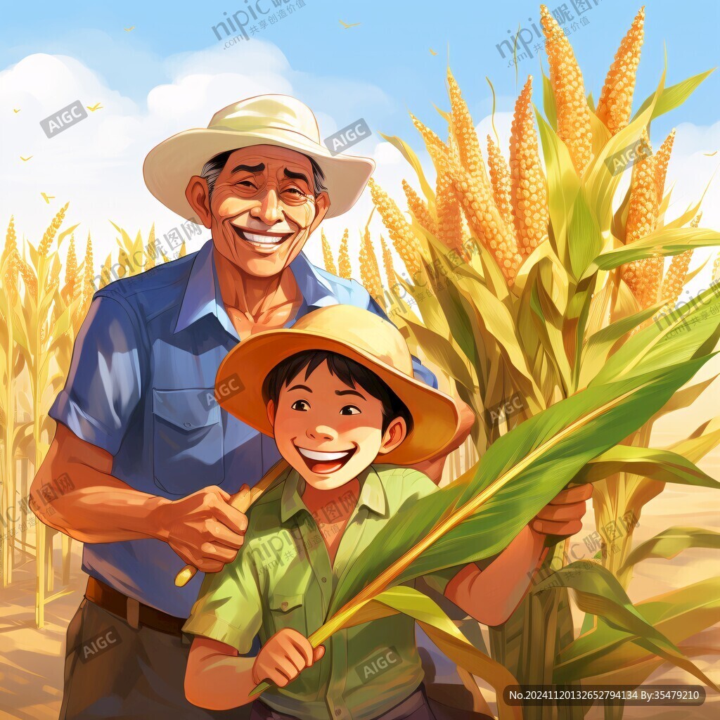 农民杂粮插画