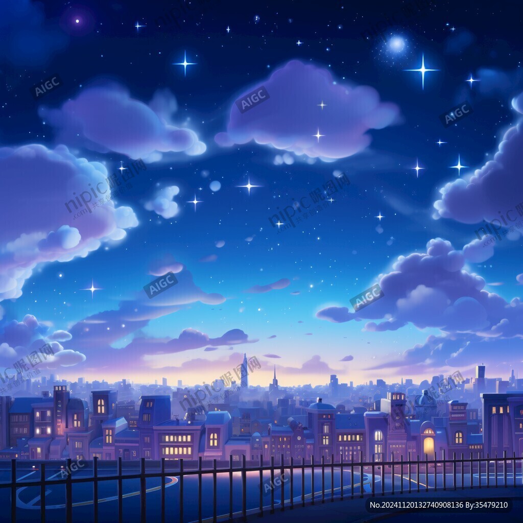 梦幻夜景插画