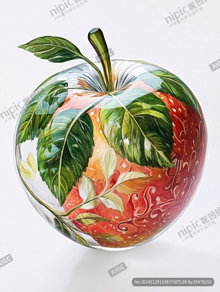 安喜乐手绘苹果圆形画