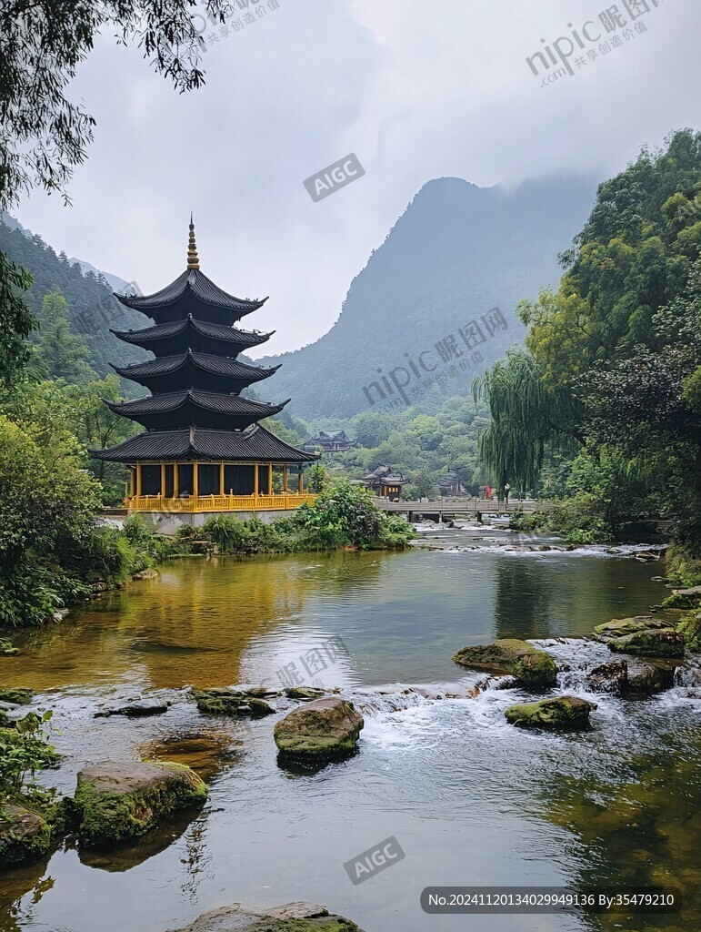 溪边楼阁