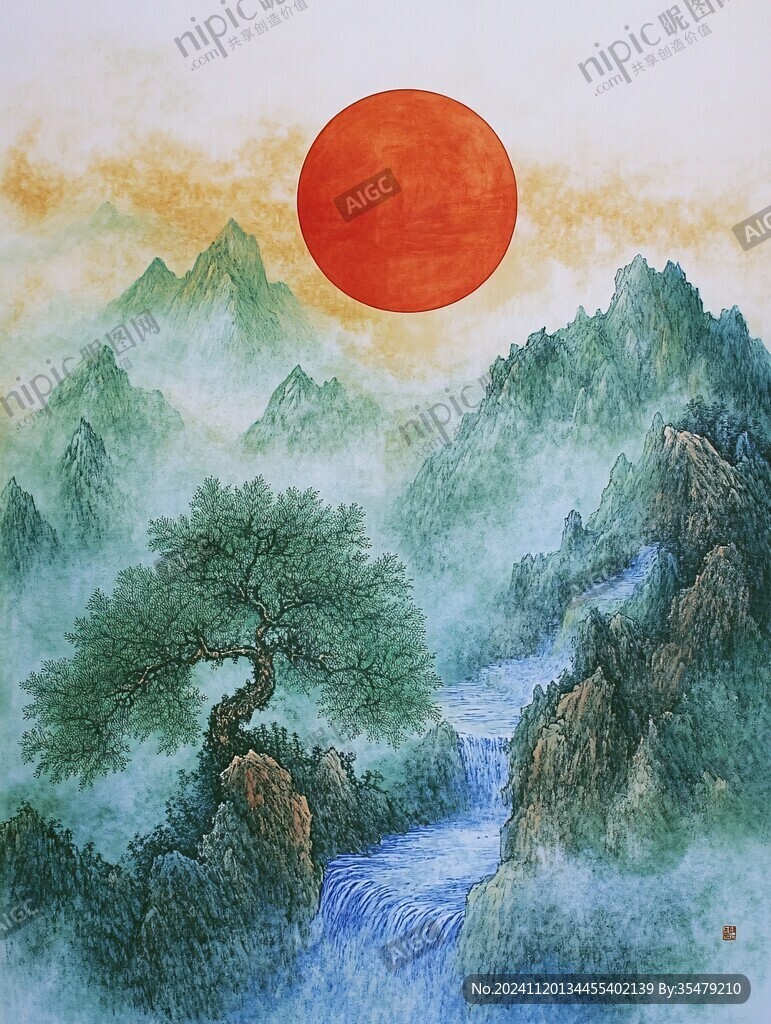 工笔旭日东升