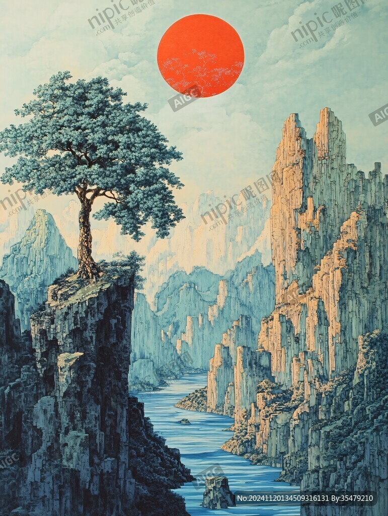 工笔旭日东升