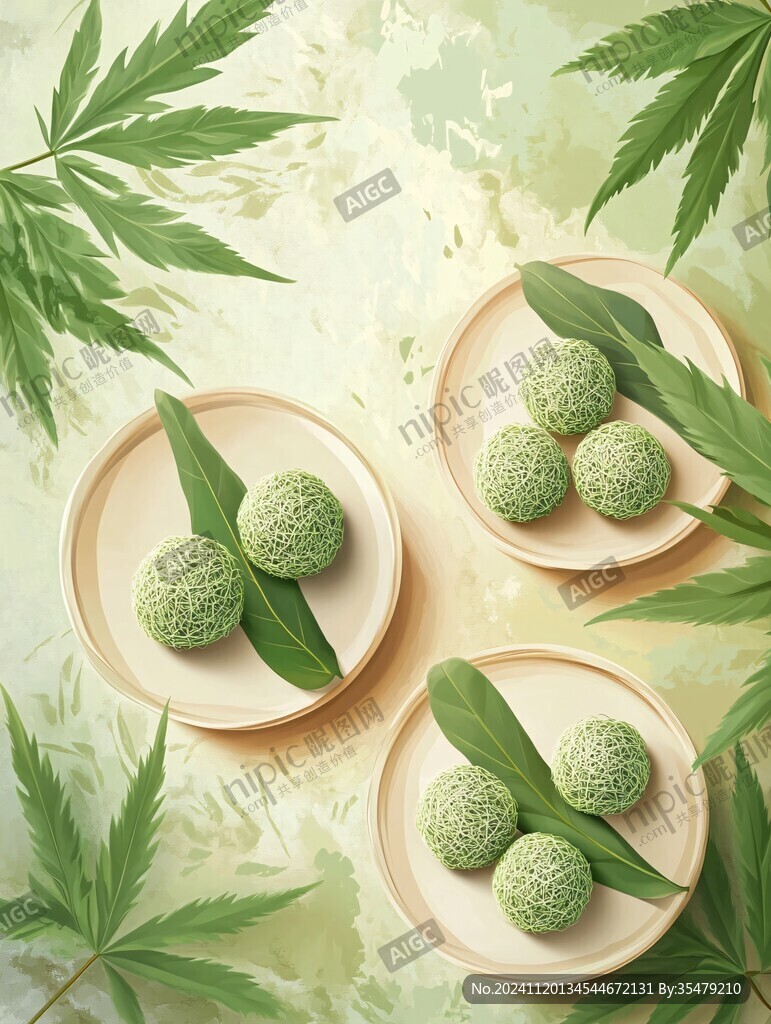 艾草青团插画