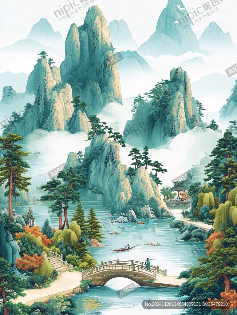 迎客松包装插画