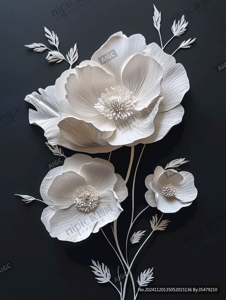 3d浮雕金属牡丹花