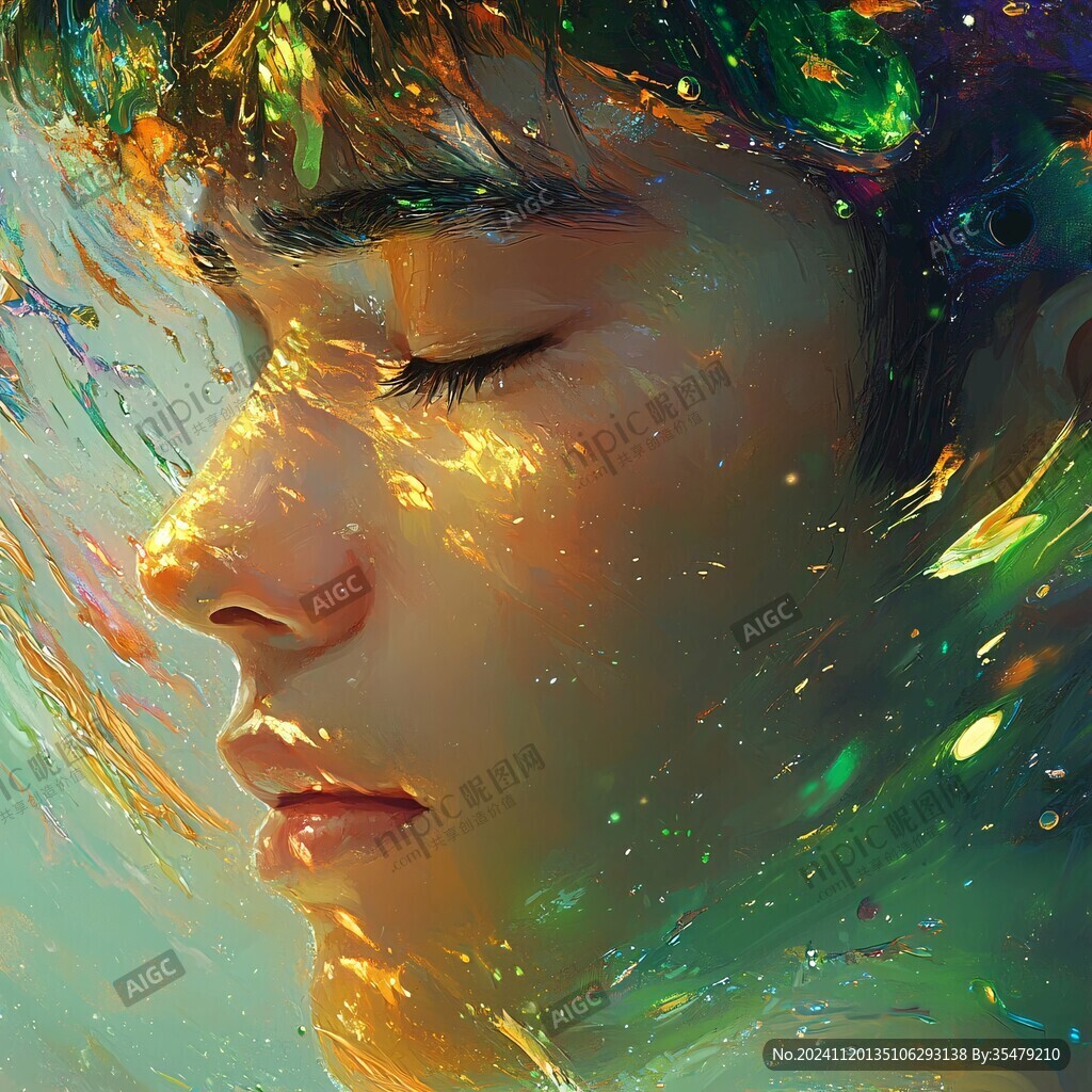 AI创作图厚涂手绘 唯美男生插画 数字肖像插画 炫酷冷暖色晕染 原创厚涂 插画晕染 颗粒质感插画 人像插画 色彩与情绪 25d插画 梦幻色彩想 ...