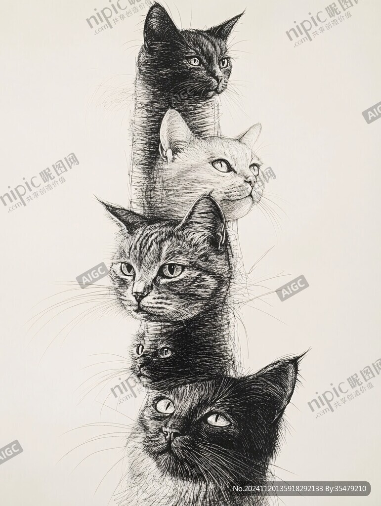 多只猫插画