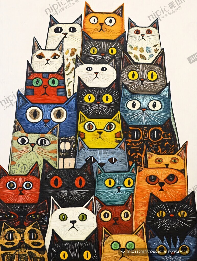 多只猫插画