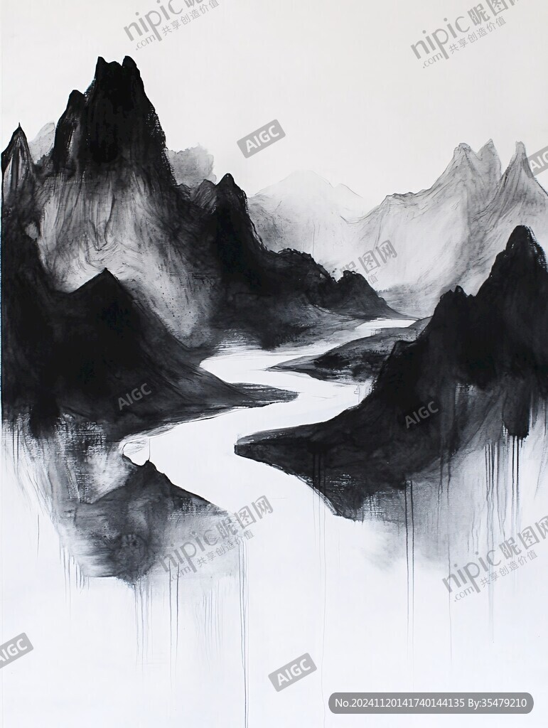 巨幅禅意山水画