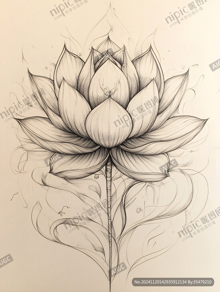 莲花线稿