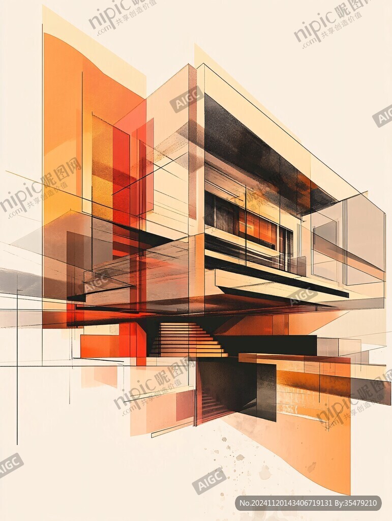 色块底纹建筑