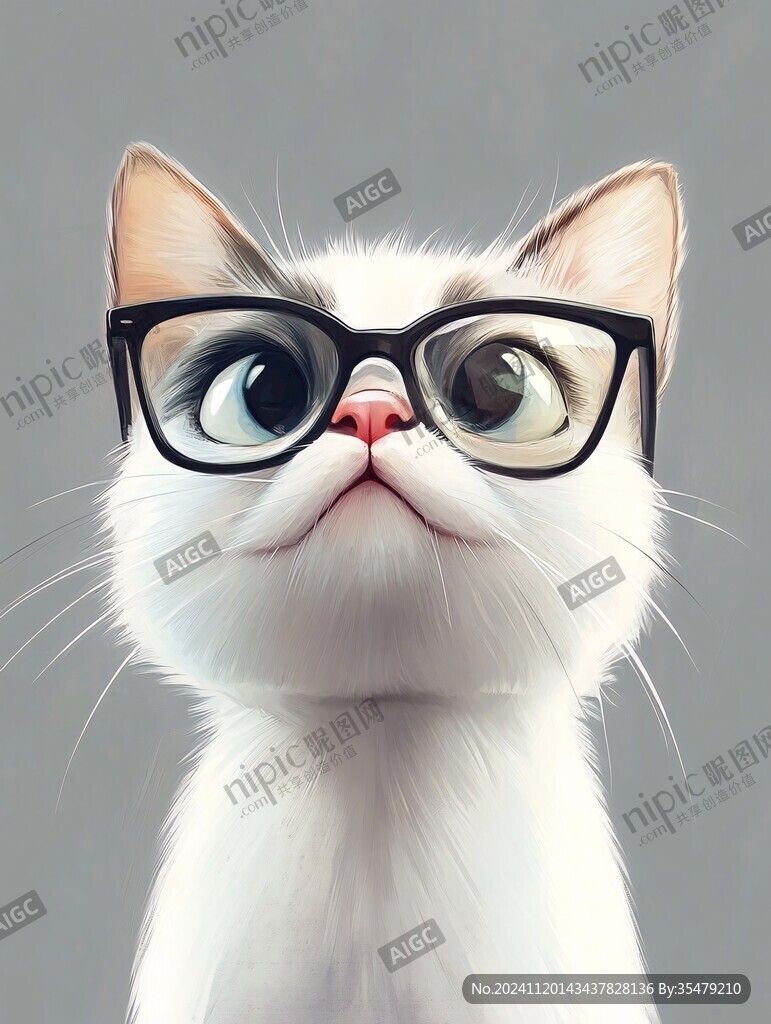 卡通猫戴眼镜的猫叔