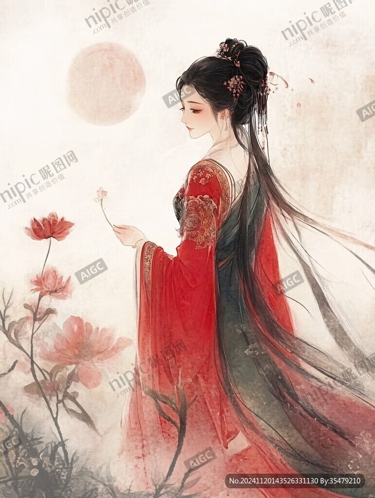 红衣少女设计古风