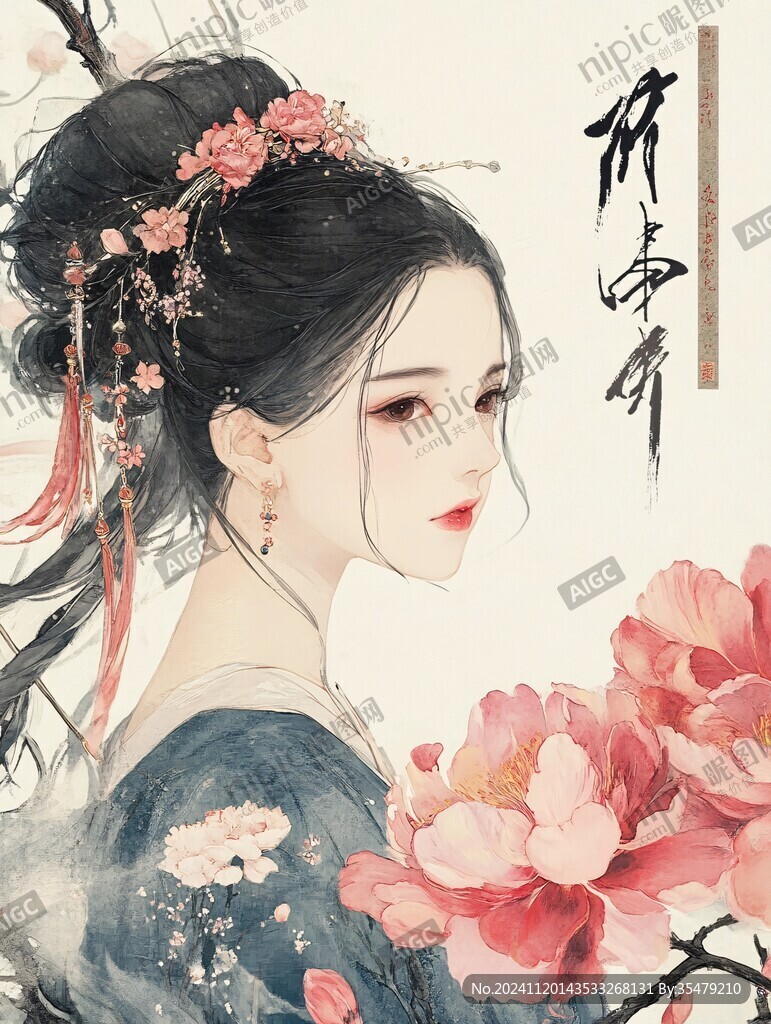古风美女头像插画封面
